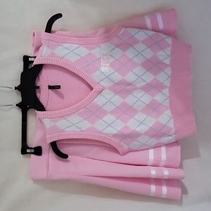 Body Rage Argyle Vest & Mini/Tennis Skirt Set